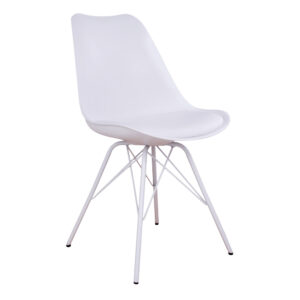 Nordic Living Bílá plastová jídelní židle Marcus s bílou podnoží Nordic Living
