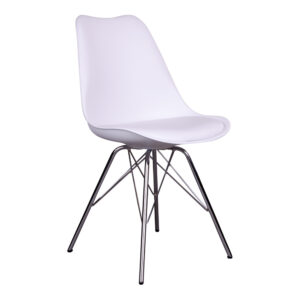 Nordic Living Bílá plastová jídelní židle Marcus s chromovanou podnoží Nordic Living