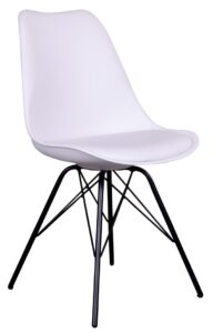 Nordic Living Bílá plastová jídelní židle Marcus s černou podnoží Nordic Living