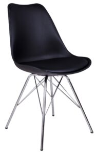 Nordic Living Černá plastová jídelní židle Marcus s chromovanou podnoží Nordic Living