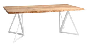Nordic Design Přírodní masivní jídelní stůl Geometric 200x100 cm s bílou podnoží Nordic Design