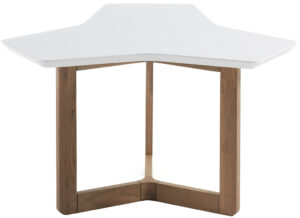 Bílý konferenční stolek LaForma Triangle 76 cm s dubovou podnoží LaForma