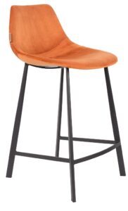 Oranžová sametová barová židle DUTCHBONE Franky 65 cm Dutchbone