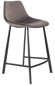 Šedá sametová barová židle DUTCHBONE Franky 65 cm Dutchbone