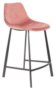 Starorůžová sametová barová židle DUTCHBONE Franky 65 cm Dutchbone