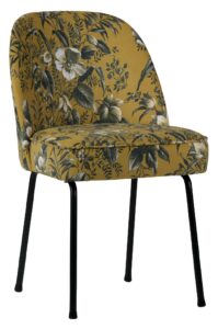 Hoorns Žlutá sametová židle Tergi s květinovým vzorem Hoorns