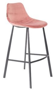 Starorůžová sametová barová židle DUTCHBONE Franky 80 cm Dutchbone