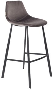 Šedá sametová barová židle DUTCHBONE Franky 80 cm Dutchbone