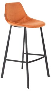 Oranžová sametová barová židle DUTCHBONE Franky 80 cm Dutchbone