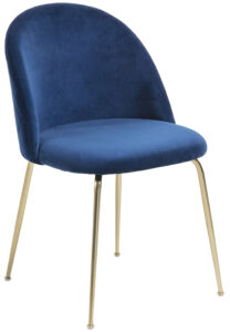Modrá sametová jídelní židle LaForma Mystere se zlatou podnoží LaForma
