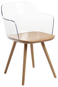 Transparentní plastová jídelní židle LaForma Klam s bukovou podnoží LaForma
