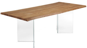Masivní dubový jídelní stůl LaForma Levik 220x100 cm se skleněnou podnoží LaForma