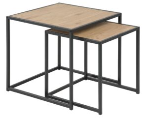 SCANDI Dubový set konferenčních stolků Darila s černou podnoží 100x50 cm SCANDI