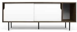 Porto Deco Bílá ořechová komoda Deron 165 x 45 cm s kovovou podnoží Porto Deco