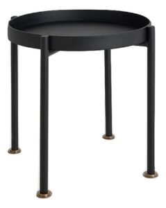 Nordic Design Černý kovový odkládací stolek Nollan 40 cm se zlatými detaily Nordic Design
