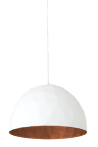Nordic Design Bílé kovové závěsné světlo Auron L s měděnými detaily Nordic Design