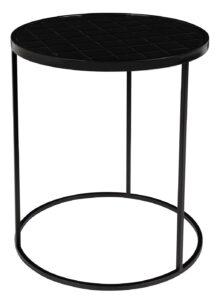 Černý kulatý odkládací stolek ZUIVER GLAZED s keramickým obkladem Zuiver