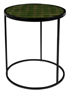 Zelený kulatý odkládací stolek ZUIVER GLAZED s keramickým obkladem 40 cm Zuiver
