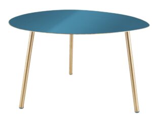 Time for home Modrý konferenční stolek Trinity se zlatou podnoží 50x37 cm Time for home