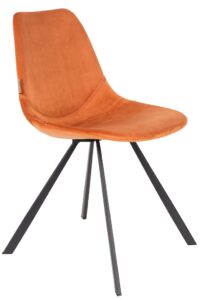 Oranžová sametová jídelní židle DUTCHBONE Franky Dutchbone