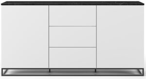 Porto Deco Bílá dřevěná komoda Lettia II 180 x 50 cm s černým mramorem Porto Deco