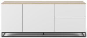Porto Deco Bílá dřevěná komoda Lettia II 160 x 50 cm s dubovou deskou Porto Deco