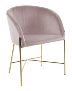 SCANDI Růžová sametová jídelní židle Olea se zlatou podnoží SCANDI