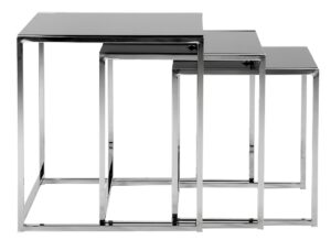SCANDI Černý skleněný set konferenčních stolků Claire 50x50 cm SCANDI