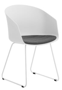 SCANDI Bílá plastová jídelní židle Parley s bílou podnoží SCANDI