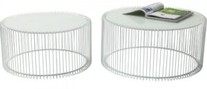KARE DESIGN Set dvou bílých konferenčních stolků Wire 69
