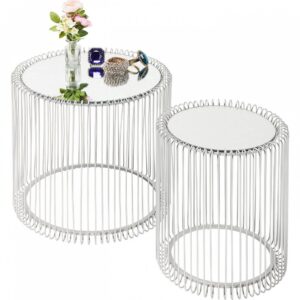 KARE DESIGN Set dvou stříbrných odkládacích stolků Wire 44/32