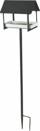 Antracitová kovová ptačí budka se zápichem Esschert Design, výška 126 cm