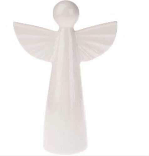 Bílá keramická dekorace ve tvaru anděla