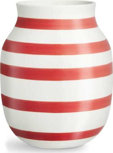 Bílo-červená pruhovaná keramická váza Kähler Design Omaggio