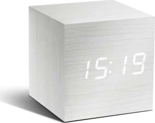 Bílý budík s bílým LED displejem Gingko Cube Click Clock Gingko