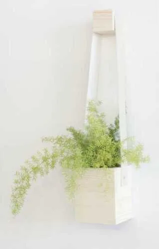 Bílý květináč z jedlového dřeva Surdic Colgantes, 17 x 62 cm