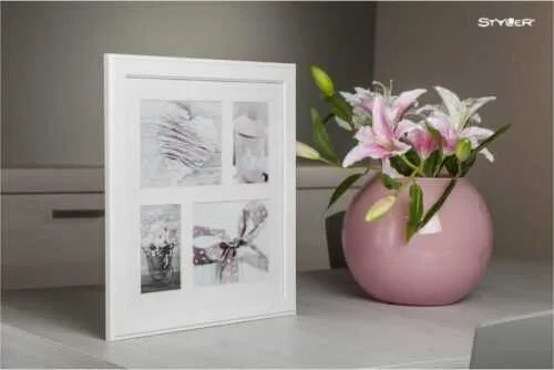 Bílý rámeček na 4 fotografie Styler Malmo, 39 x 39 cm