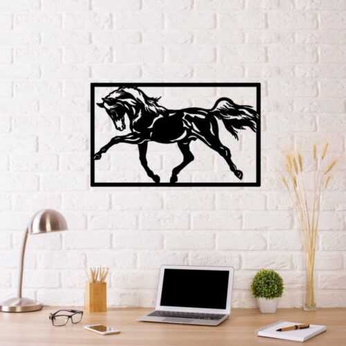 Černá kovová nástěnná dekorace Horse Two