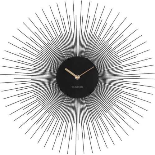 Černé nástěnné hodiny Karlsson Peony