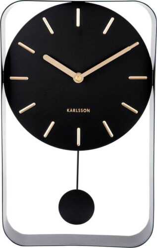 Černé nástěnné hodiny s kyvadlem Karlsson Charm