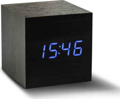 Černý budík s modrým LED displejem Gingko Cube Click Clock Gingko