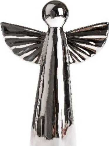 Keramická dekorace ve stříbrné barvě ve tvaru anděla Dakls