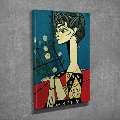 Nástěnná reprodukce na plátně Pablo Picasso Jacqueline with Flowers