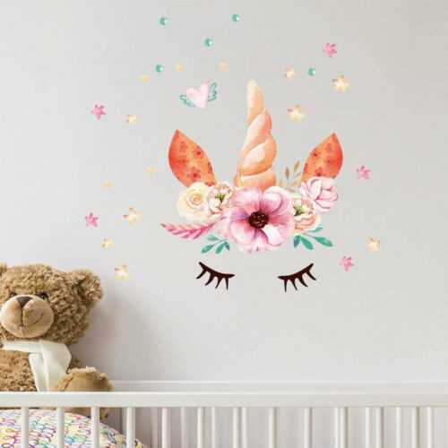 Nástěnné dětské samolepky Ambiance Watercolor Unicorn Ambiance