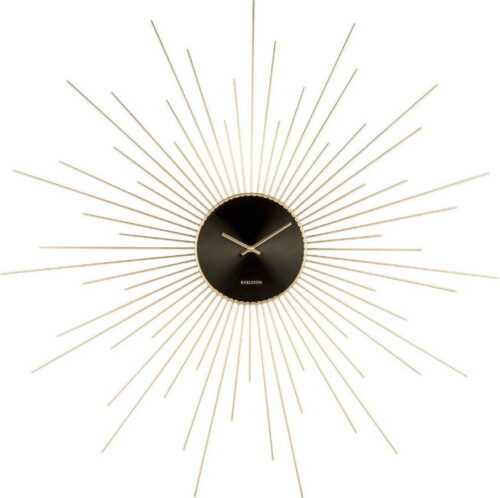 Nástěnné hodiny v černo-zlaté barvě Karlsson Peony