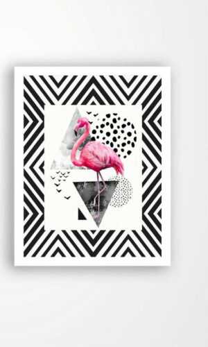 Nástěnný obraz na plátně v bílém rámu Tablo Center Flamingo Party