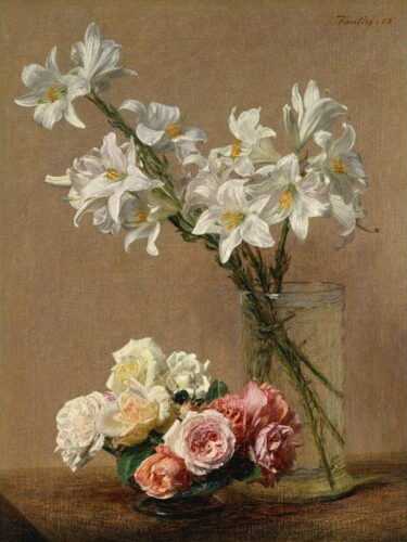 Reprodukce obrazu Henri Fantin-Latour - Roses and Lilies