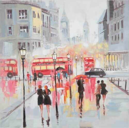 Ručně malovaný obraz v rámu z borovicového dřeva Mauro Ferretti Rain London