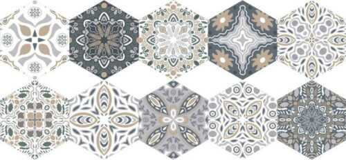 Sada 10 samolepek na podlahu Ambiance Floor Stickers Hexagons Emilana