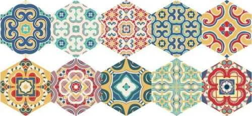 Sada 10 samolepek na podlahu Ambiance Floor Stickers Hexagons Lorena, 40 x 90 cm